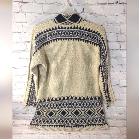 Lucky Brand Tribal Third Piece Cardigan M Open Knit Pockets Native Sweater - Picture 2 of 13